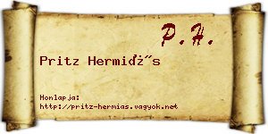 Pritz Hermiás névjegykártya